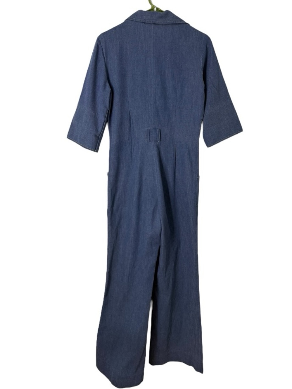 Vintage 70s Mary Muffet Denim Jumpsuit Wide Leg Belted Blue Boho Disco S M - Picture 10 of 10